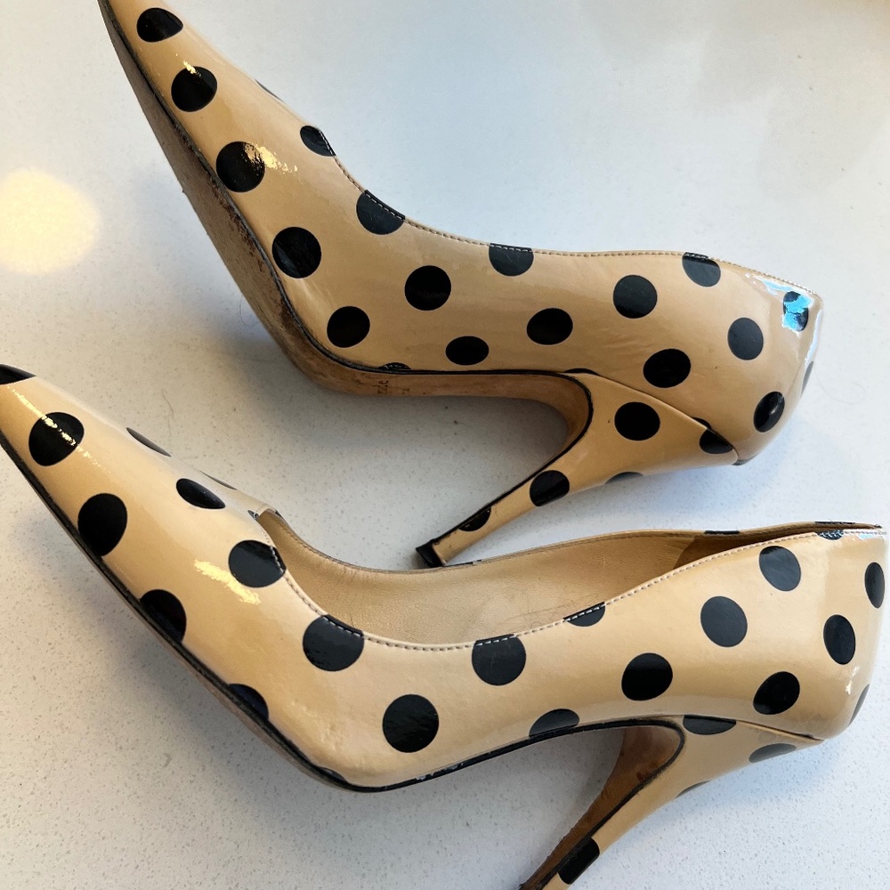 Kate Spade polka dots beige and black heels -size 7